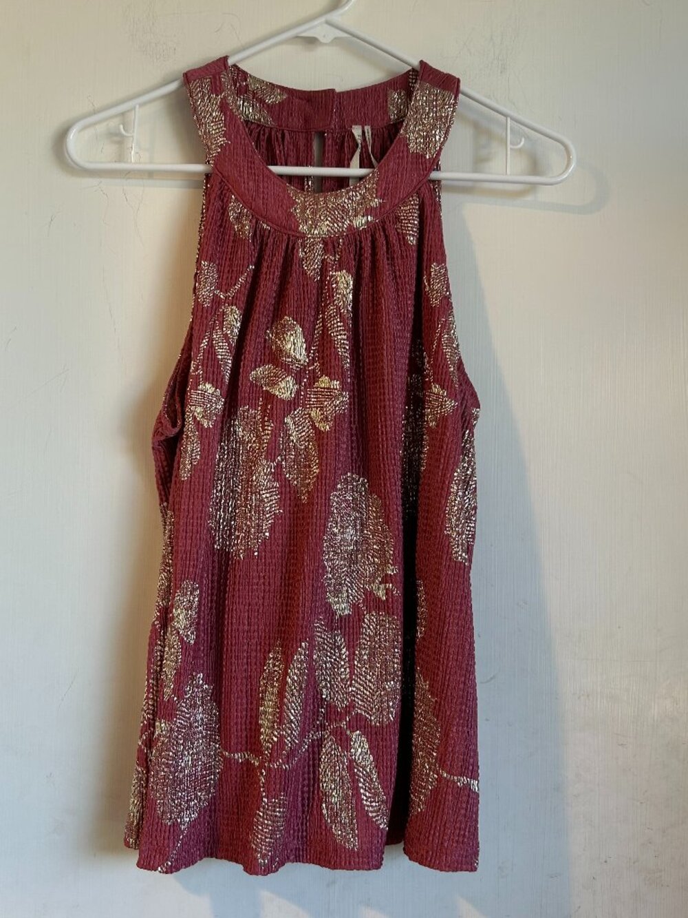Anthropologie - Pink and Gold Shimmer Tank
